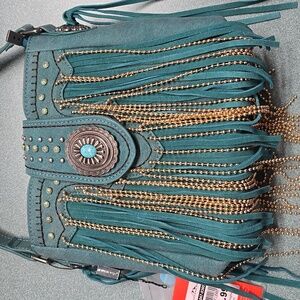Turquoise Montana West New Cross Body Bag Purse Western Fringe Handbag